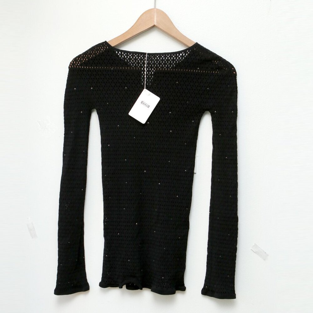 Wolford JEANNE Wool Mesh Pullover Swarovski Elements Black Crystals Sweater NEW - Picture 8 of 12